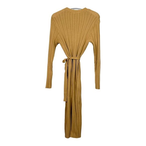 House of Harlow 1960 Duster Length Tie Front Ribbed Cardigan Tan - Picture 2 of 10